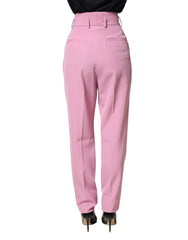 Dolce & Gabbana Pink High Waisted Polyester Trouser Pants - IT36|XXS