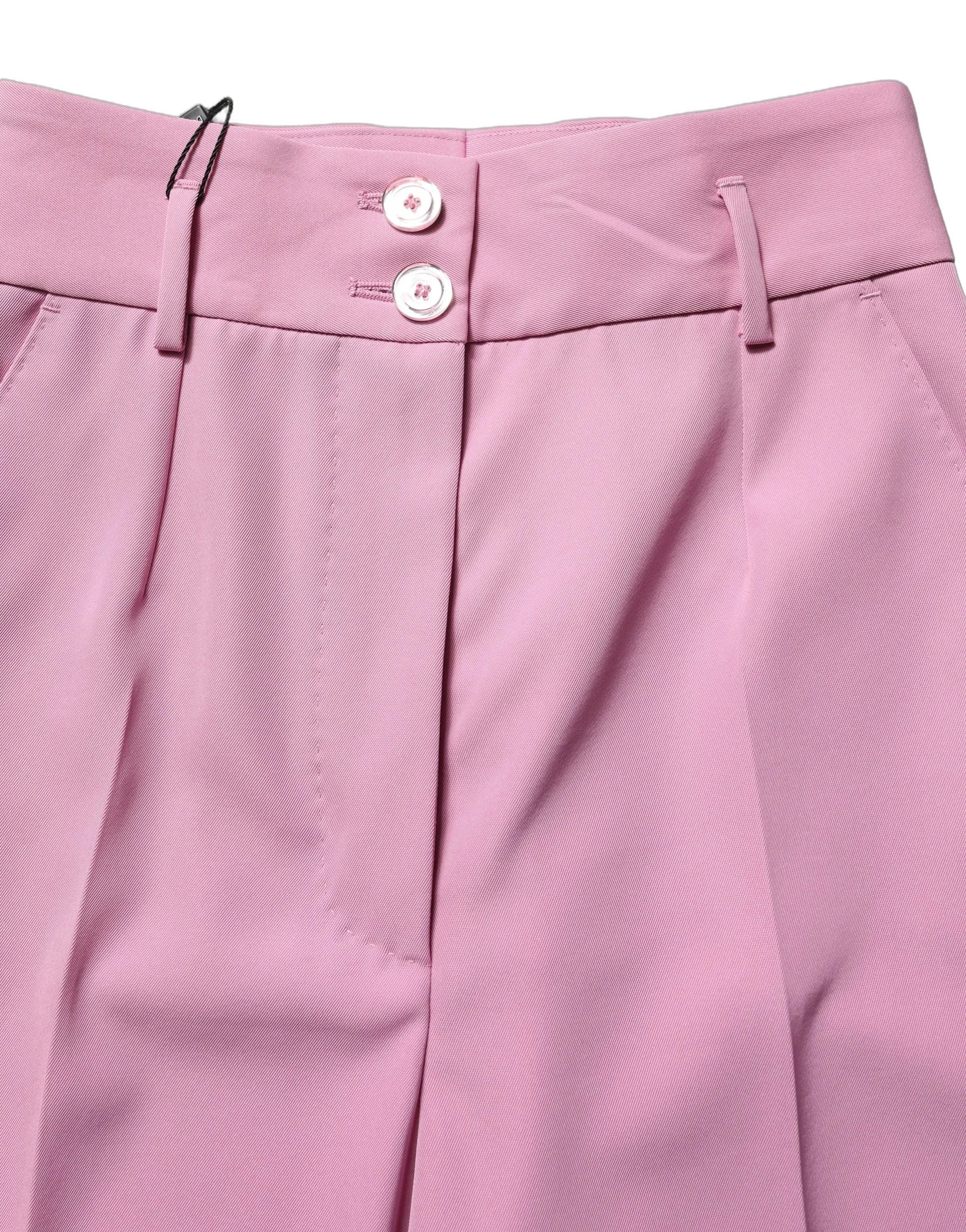 Dolce & Gabbana Pink High Waisted Polyester Trouser Pants - IT36|XXS