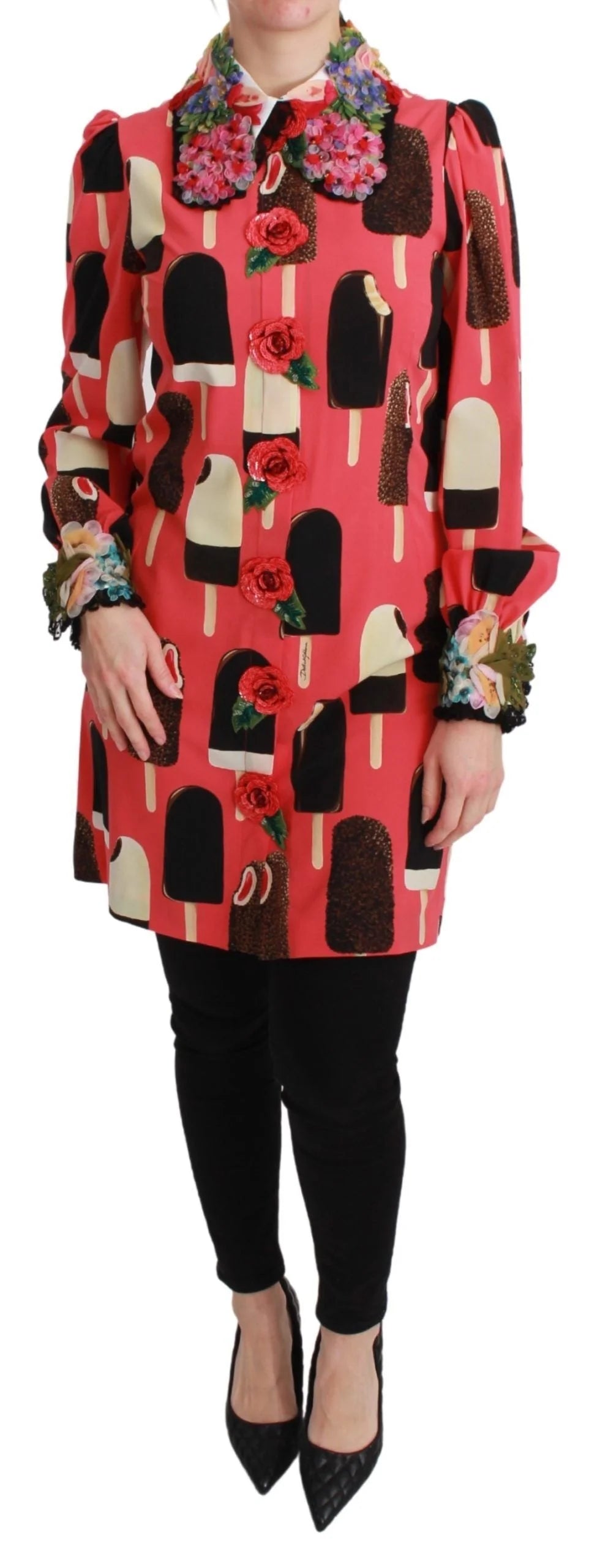 Dolce & Gabbana Pink Ice Cream Roses Sequined Dress - IT36 | XS - Dresses