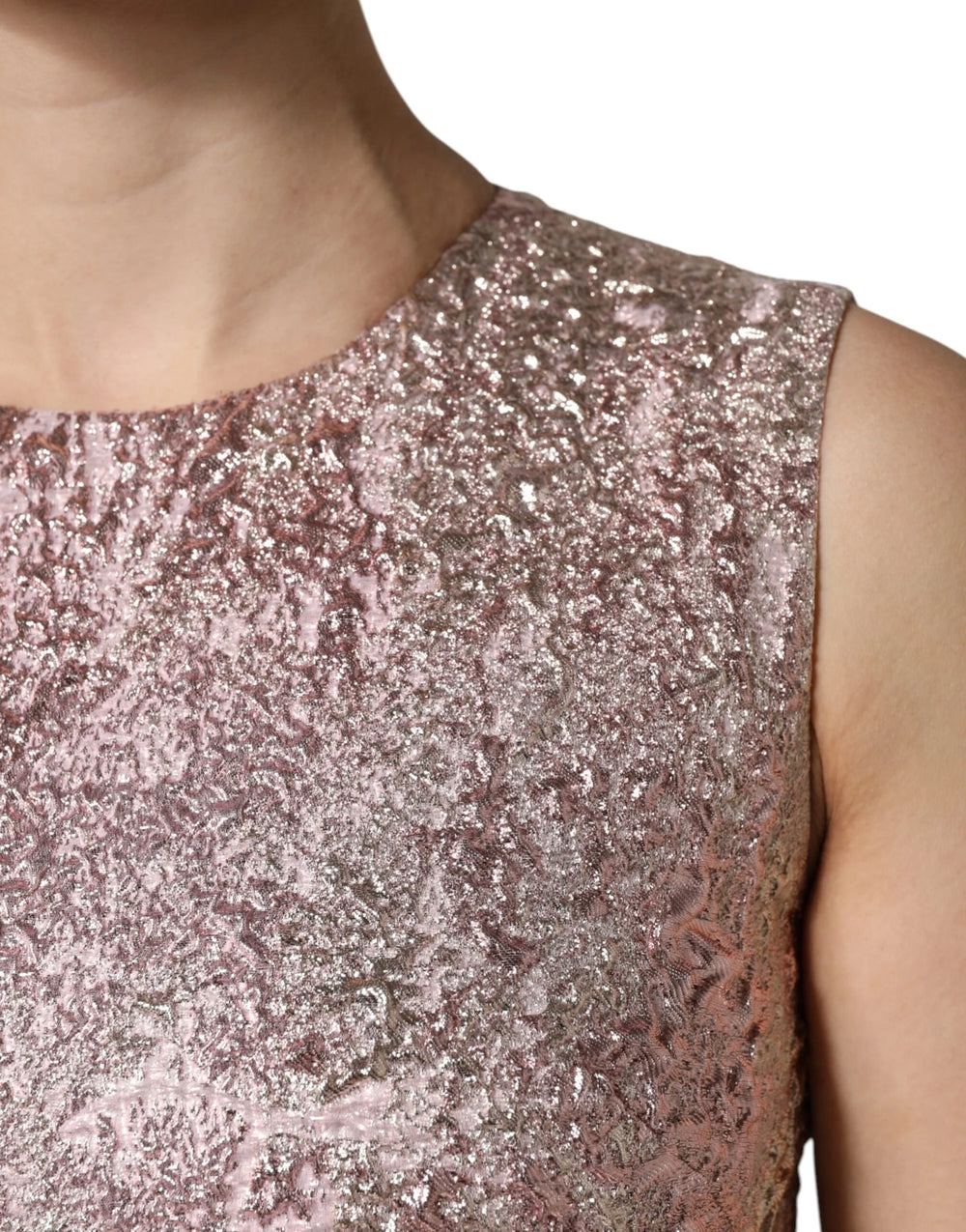 Dolce & Gabbana Pink Jacquard Sleeveless Sheath Mini Dress - IT40|S - Dresses