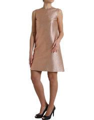Dolce & Gabbana Pink Jacquard Sleeveless Shift Mini Dress - IT40|S - Dresses