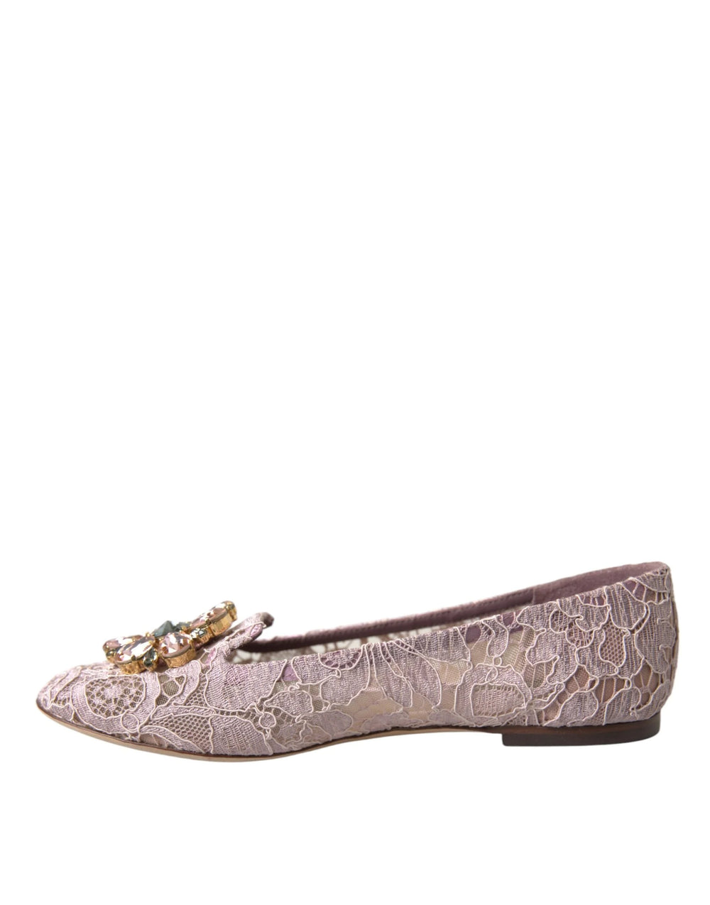 Dolce & Gabbana Pink Lace Crystal Ballet Flats Loafers Shoes - EU35.5/US5 - Flats