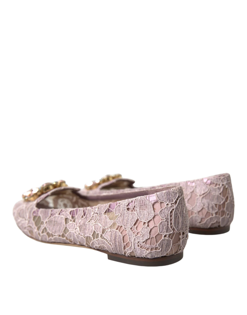 Dolce & Gabbana Pink Lace Crystal Ballet Flats Loafers Shoes - EU35.5/US5 - Flats