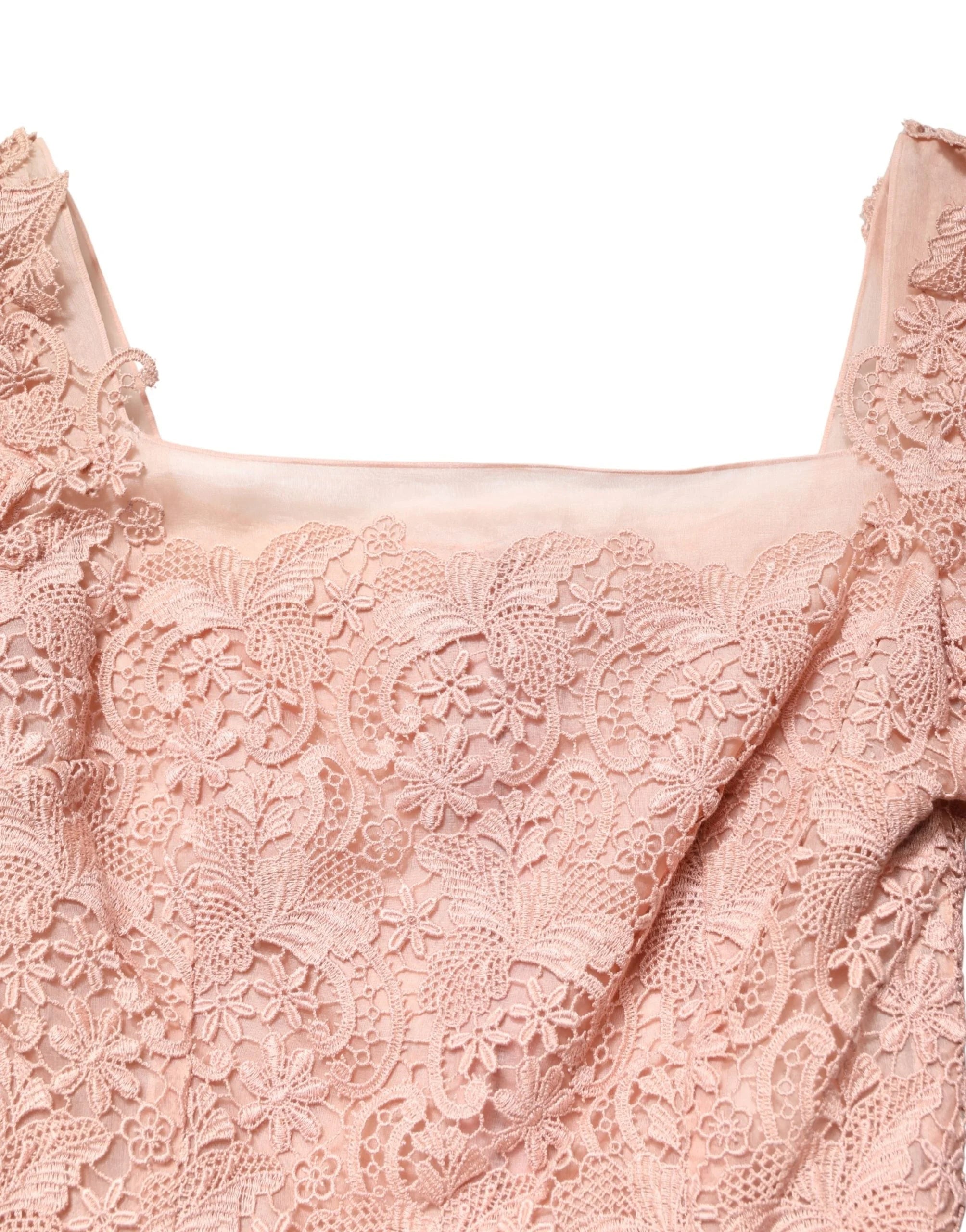 Dolce & Gabbana Pink Lace Long-Sleeved Evening Gown Dress - IT36|XXS
