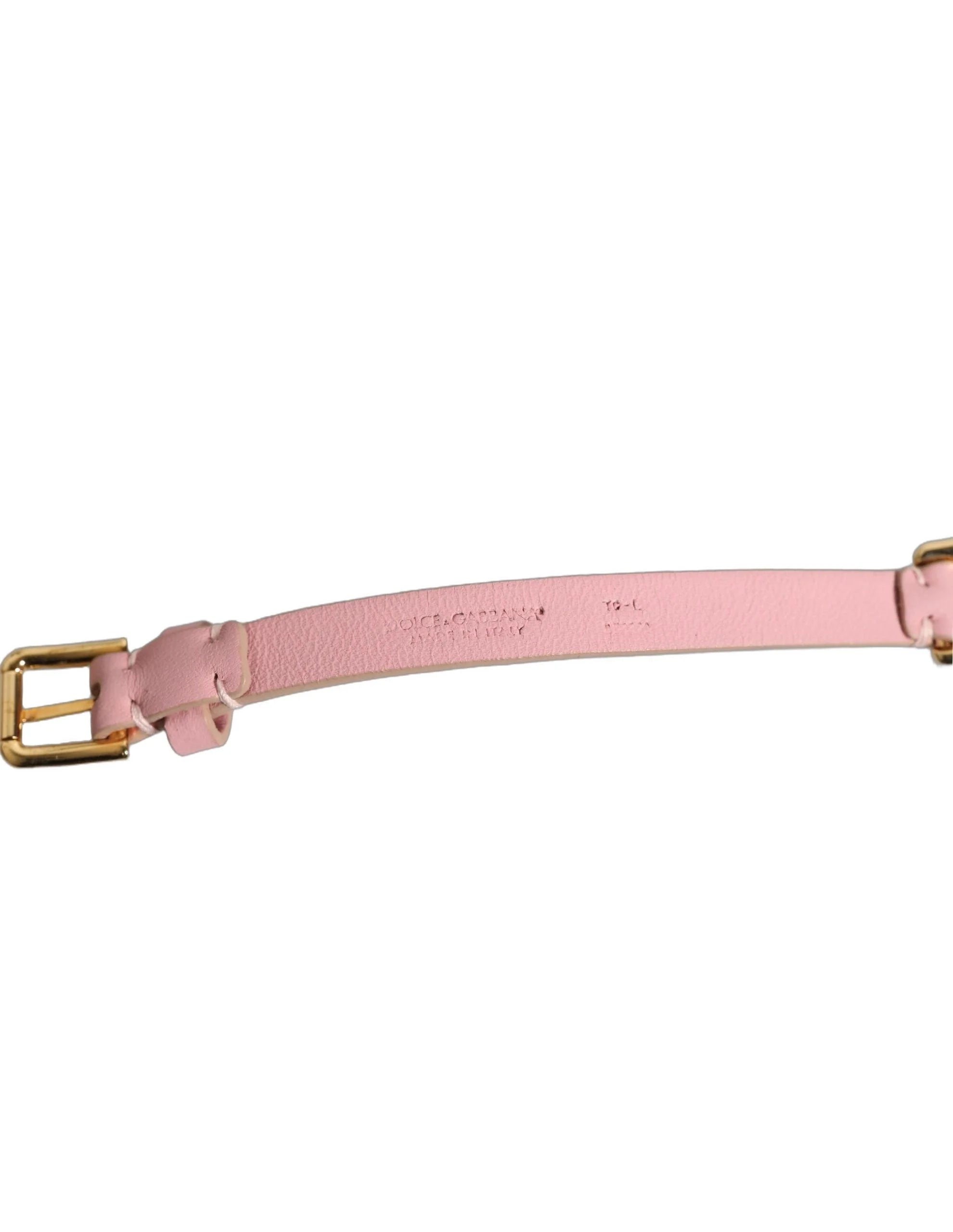 Dolce & Gabbana Pink Leather Crystal Chain Embellished Belt - 95 cm / 38 Inches