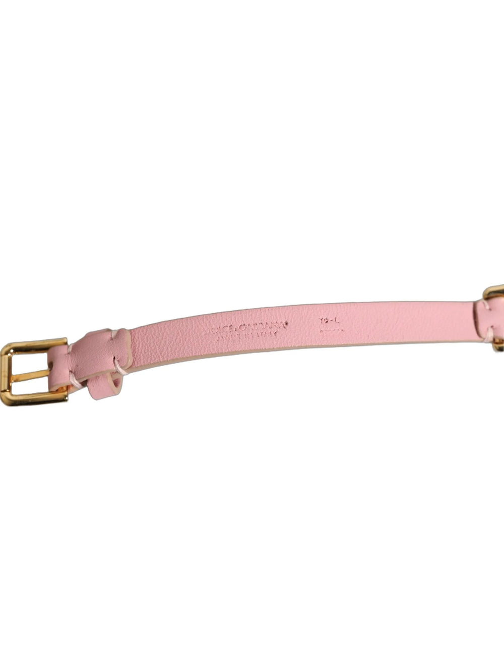 Dolce & Gabbana Pink Leather Crystal Chain Embellished Belt - 95 cm / 38 Inches
