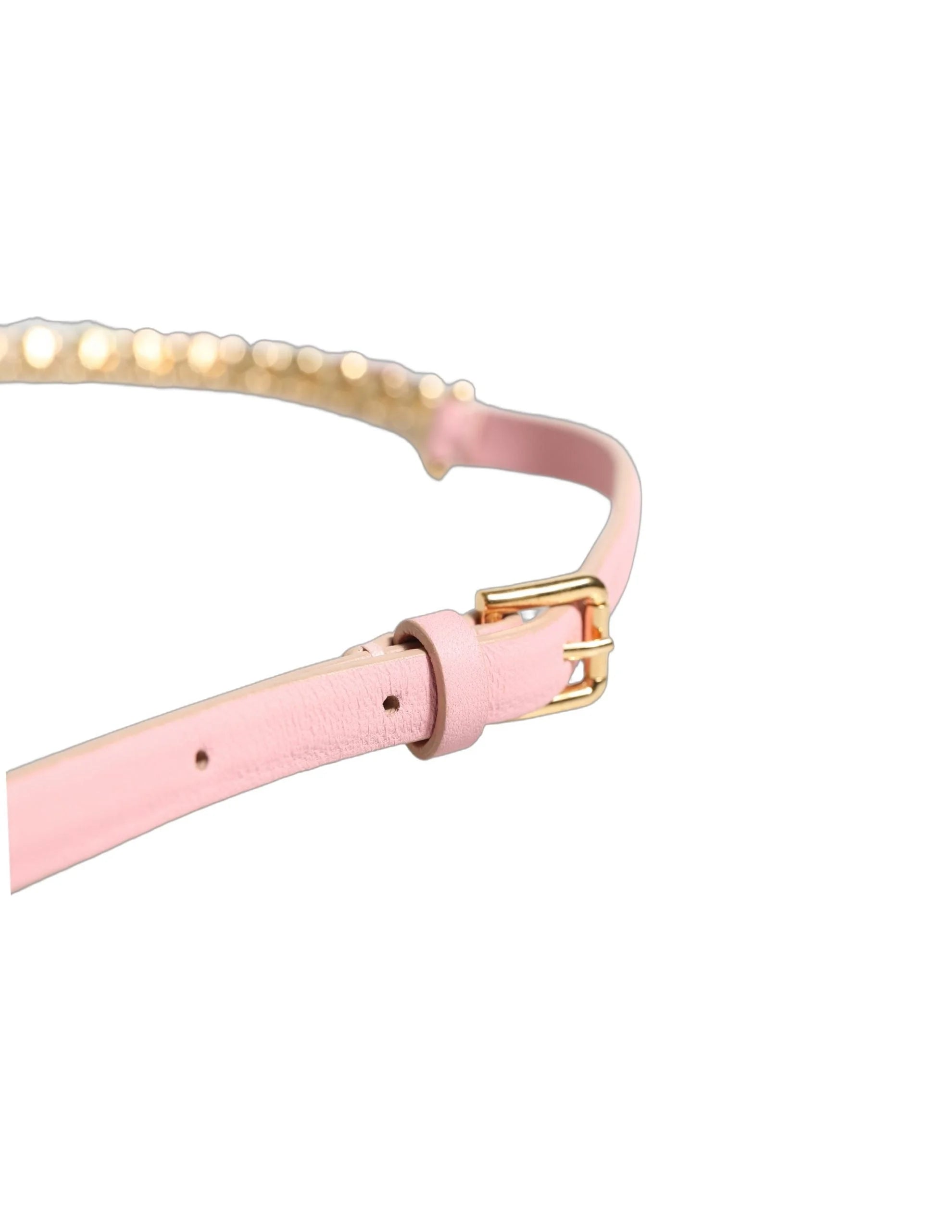 Dolce & Gabbana Pink Leather Crystal Chain Embellished Belt - 95 cm / 38 Inches