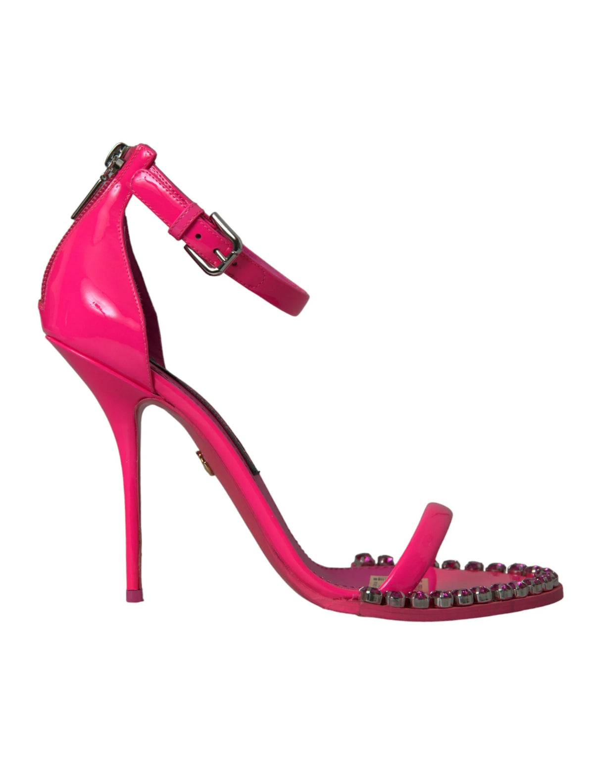 Dolce & Gabbana Pink Leather Crystal Heels Sandals Shoes - EU39/US8.5 - Sandals