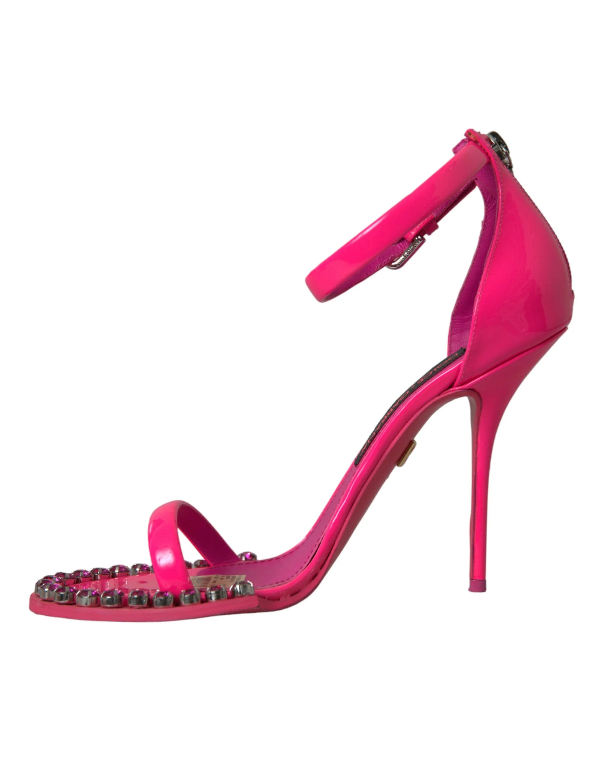 Dolce & Gabbana Pink Leather Crystal Heels Sandals Shoes - EU39/US8.5 - Sandals
