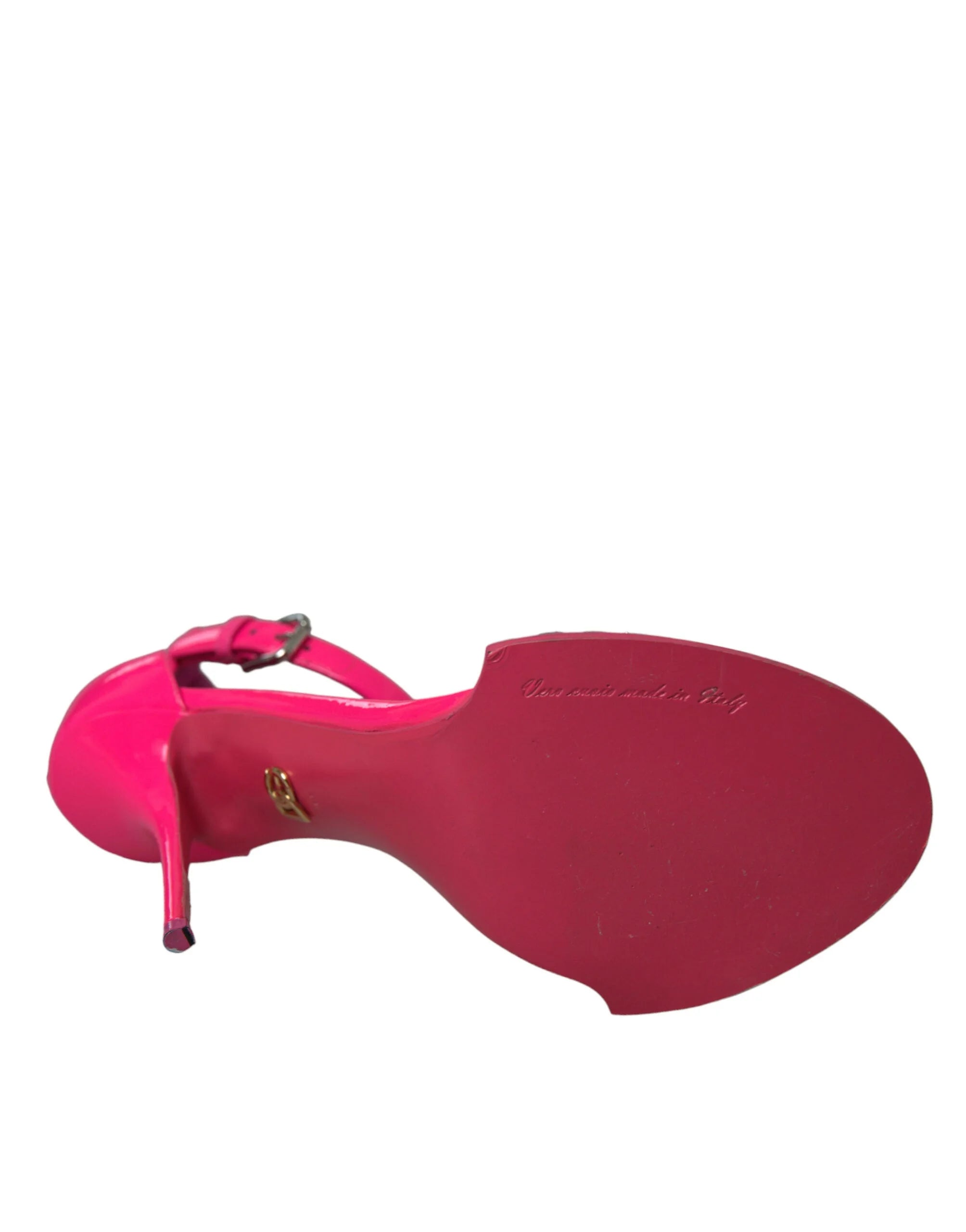 Dolce & Gabbana Pink Leather Crystal Heels Sandals Shoes - EU39/US8.5 - Sandals