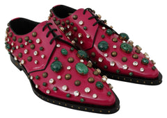 Dolce & Gabbana Pink Leather Crystals Dress Broque Shoes - EU41/US10.5