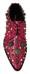 Dolce & Gabbana Pink Leather Crystals Dress Broque Shoes - EU41/US10.5