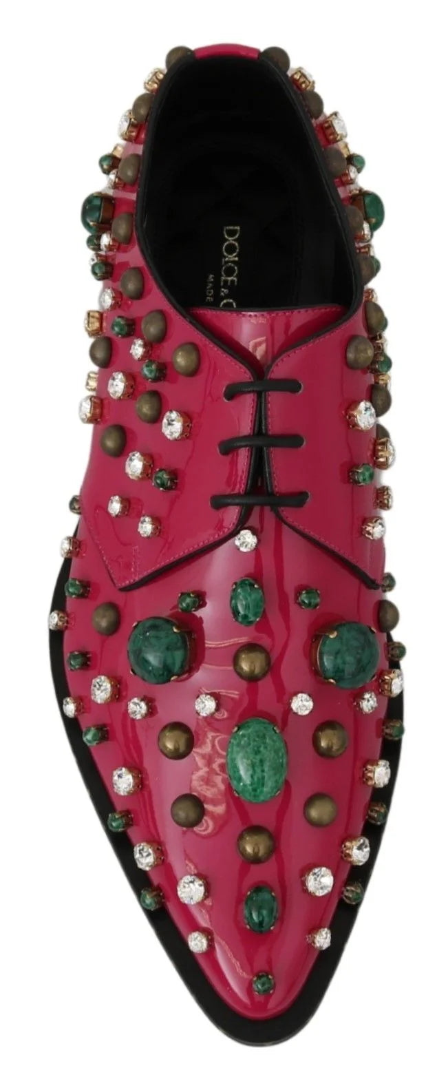 Dolce & Gabbana Pink Leather Crystals Dress Broque Shoes - EU41/US10.5 - Flats
