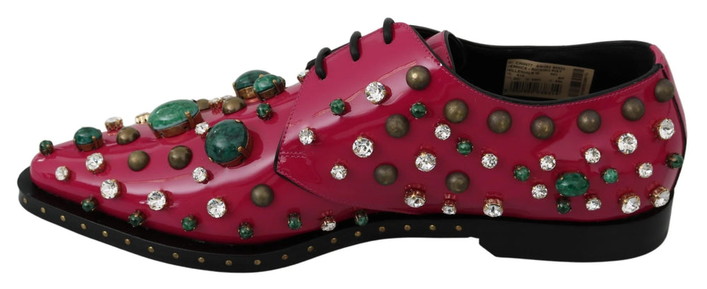 Dolce & Gabbana Pink Leather Crystals Dress Broque Shoes - EU41/US10.5