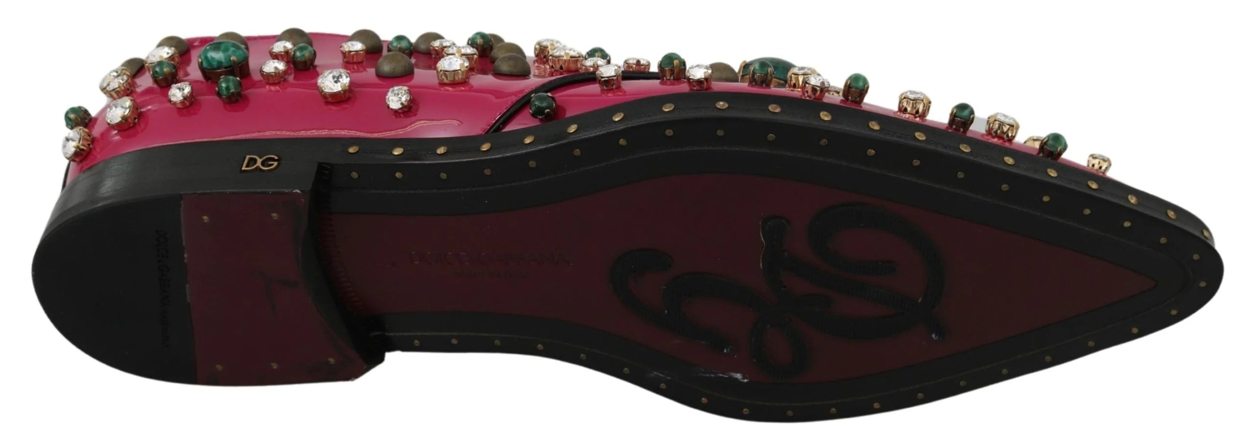 Dolce & Gabbana Pink Leather Crystals Dress Broque Shoes - EU41/US10.5