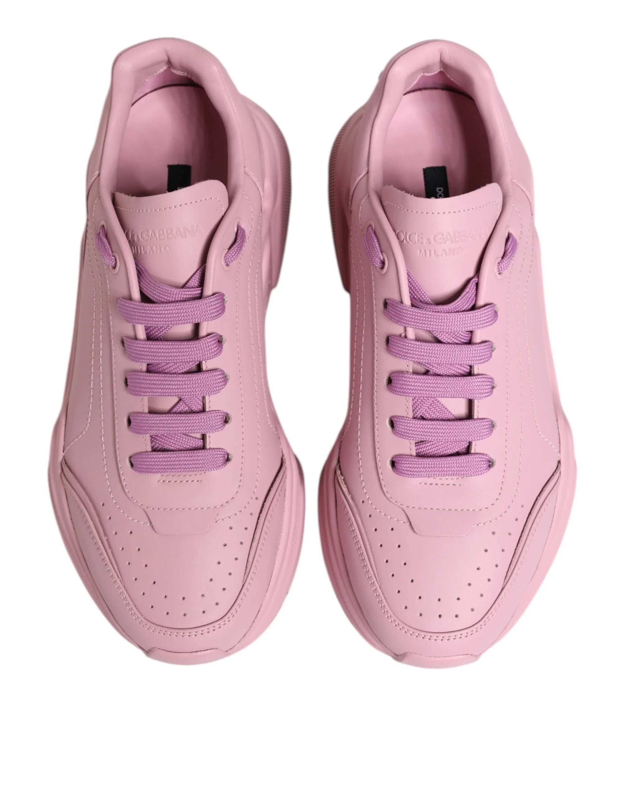 Dolce & Gabbana Pink Leather Daymaster Low Top Sneakers Shoes - EU41/US8