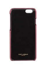 Dolce & Gabbana Pink Leather Heart Crystal Phone Case - Mobile Phone Cases
