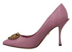 Dolce & Gabbana Pink Leather Heart DEVOTION Heels Pumps Shoes - Heels
