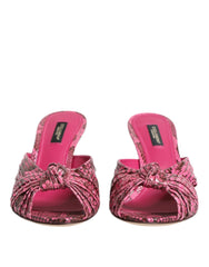Dolce & Gabbana Pink Leather Heels Slides Sandals Shoes - Heels
