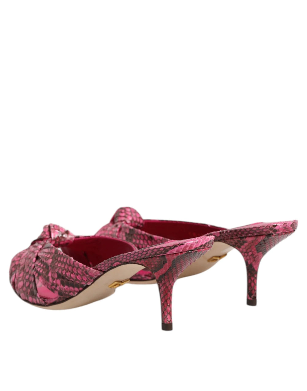 Dolce & Gabbana Pink Leather Heels Slides Sandals Shoes - Heels