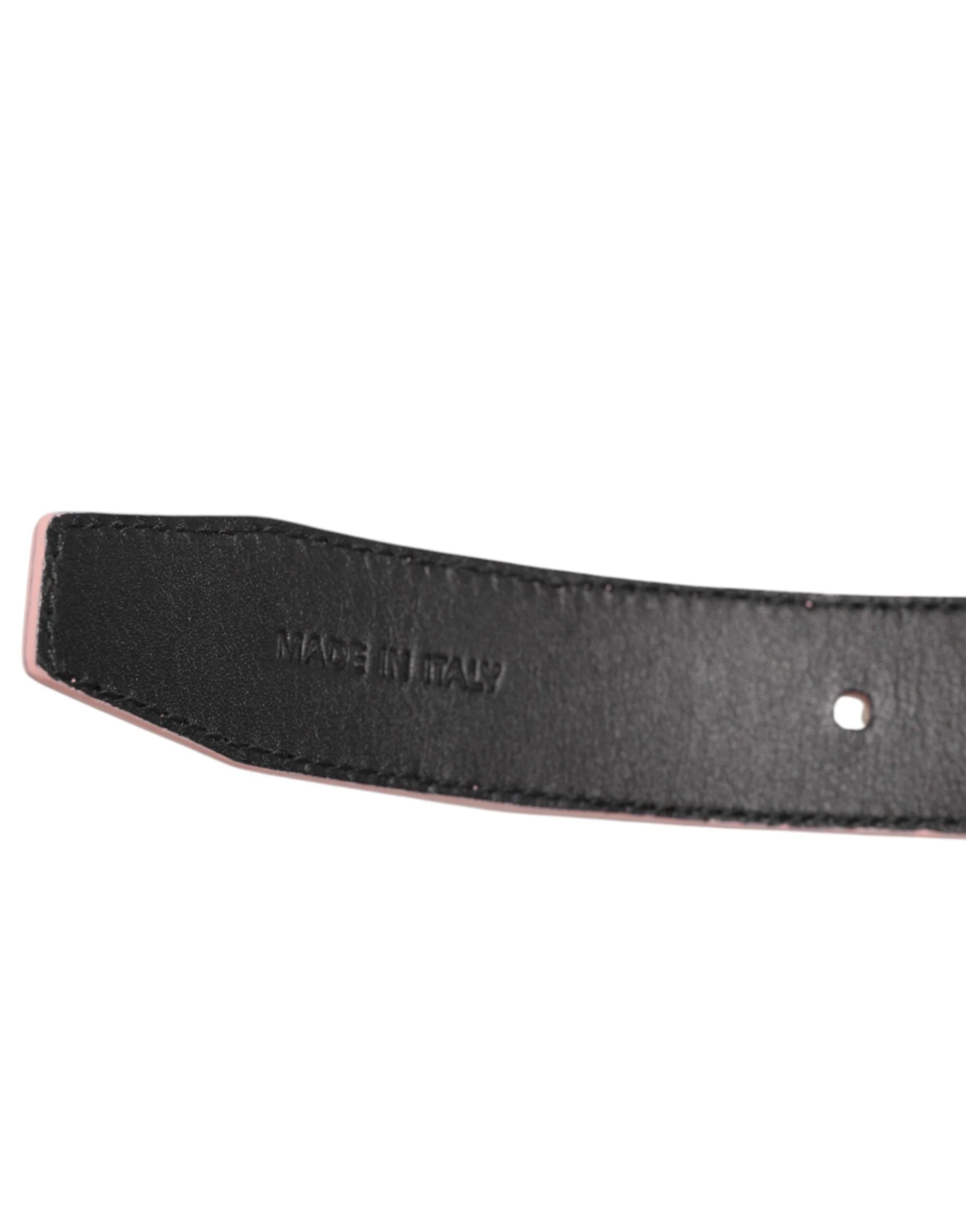 Dolce & Gabbana Pink Leather Perforated Detailing Buckle Belt - 95 cm / 38 Inches