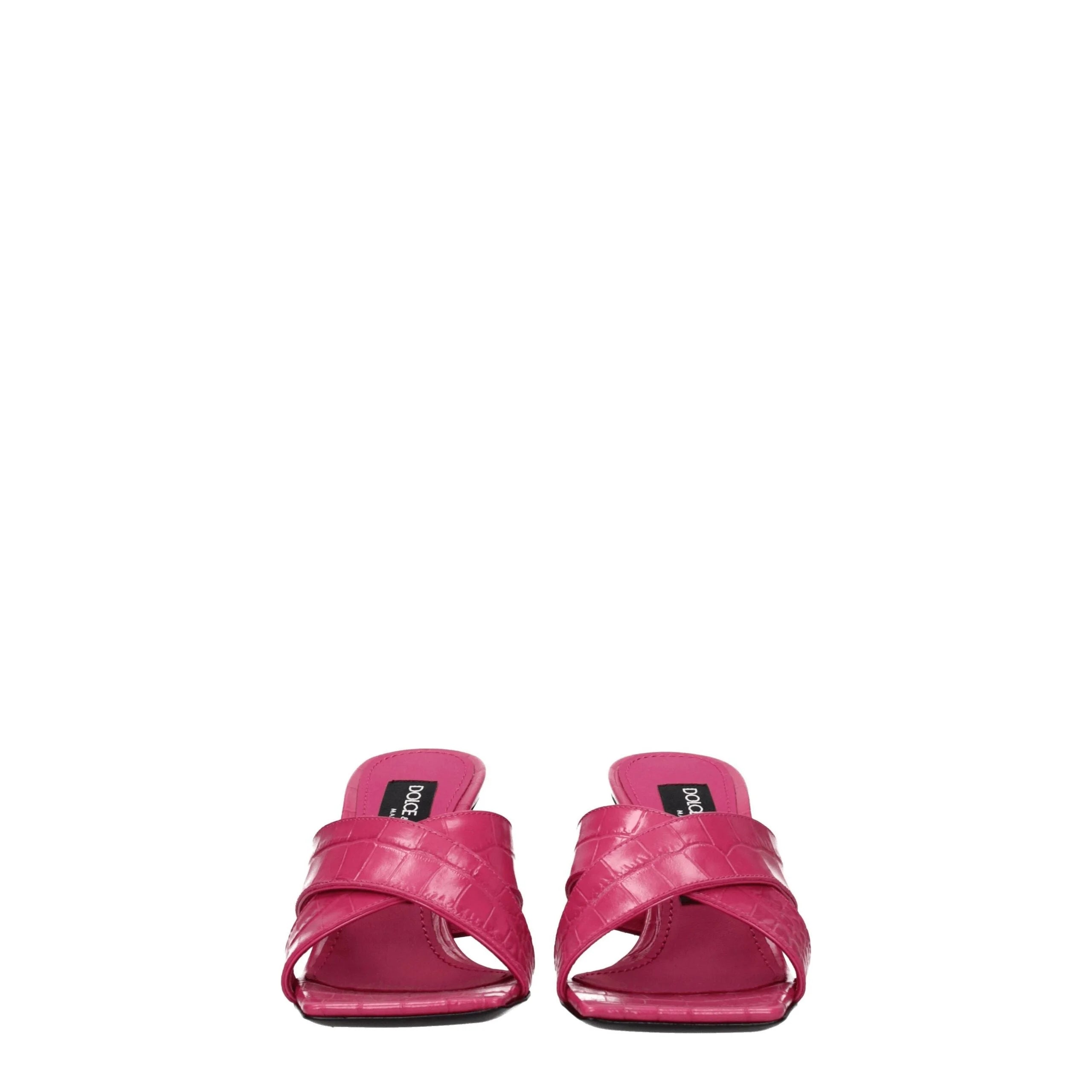 Dolce & Gabbana Pink Leather Platforms - EU37/US7
