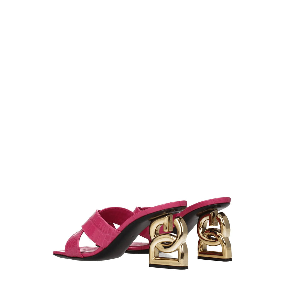 Dolce & Gabbana Pink Leather Platforms - EU37/US7