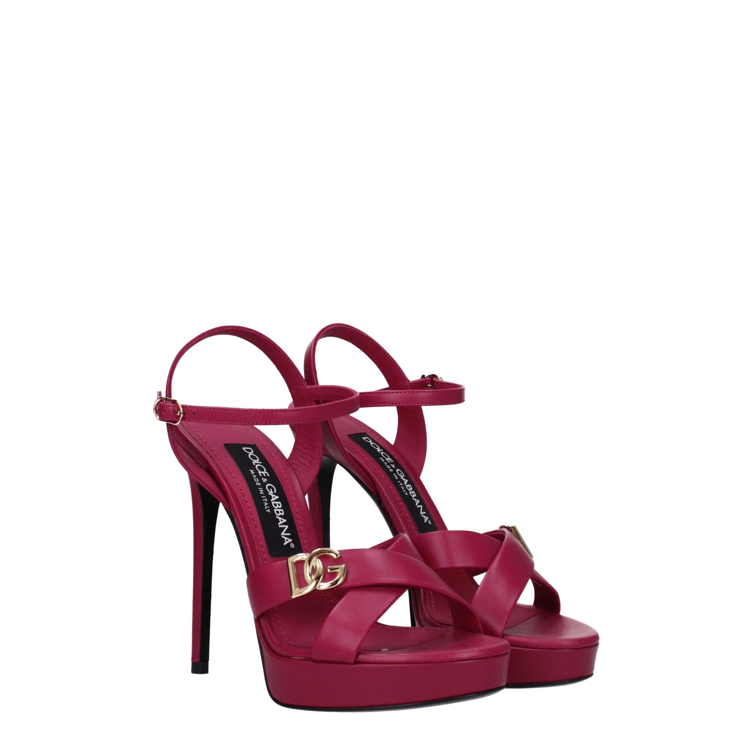 Dolce & Gabbana Pink Leather Platforms - Sandals