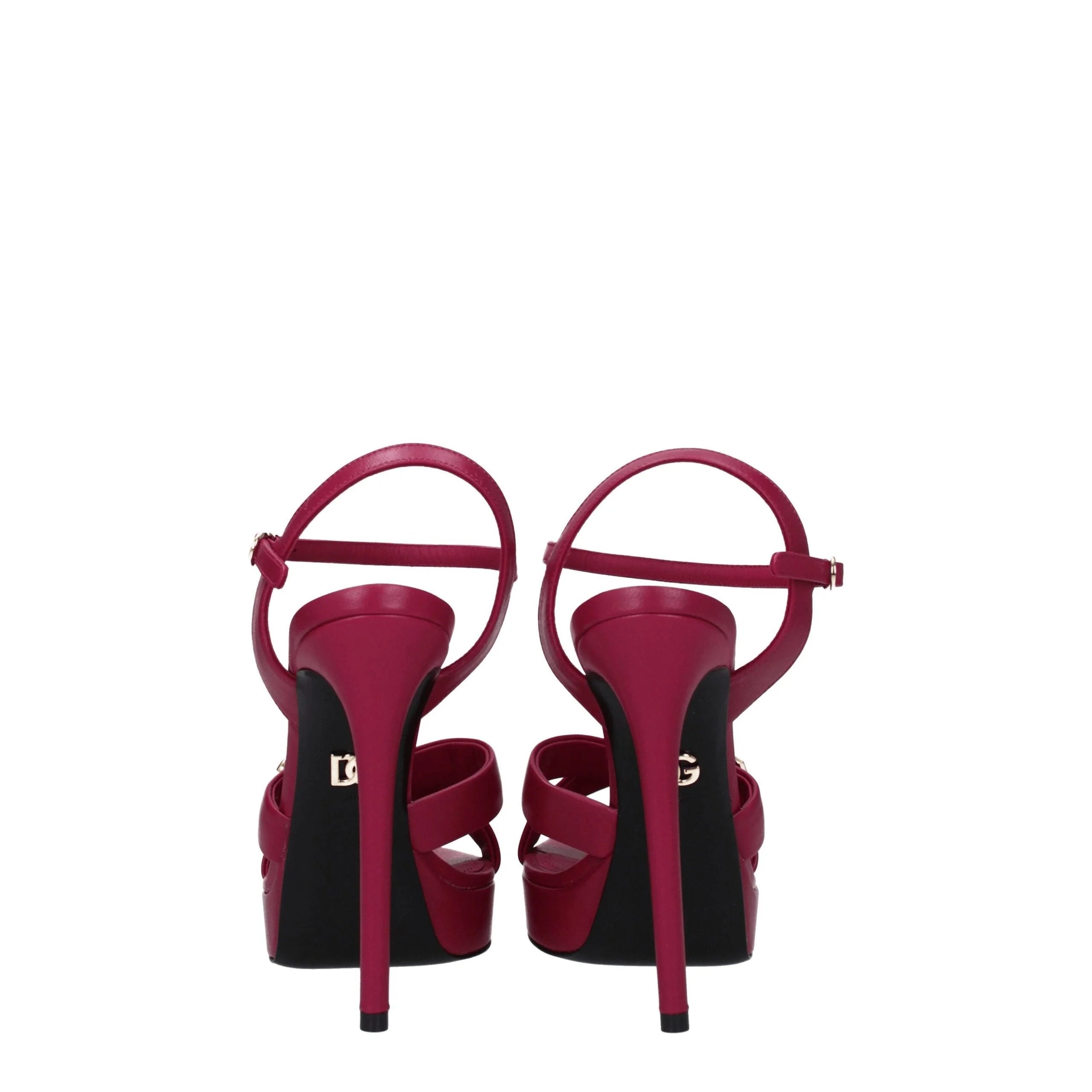 Dolce & Gabbana Pink Leather Platforms - Sandals