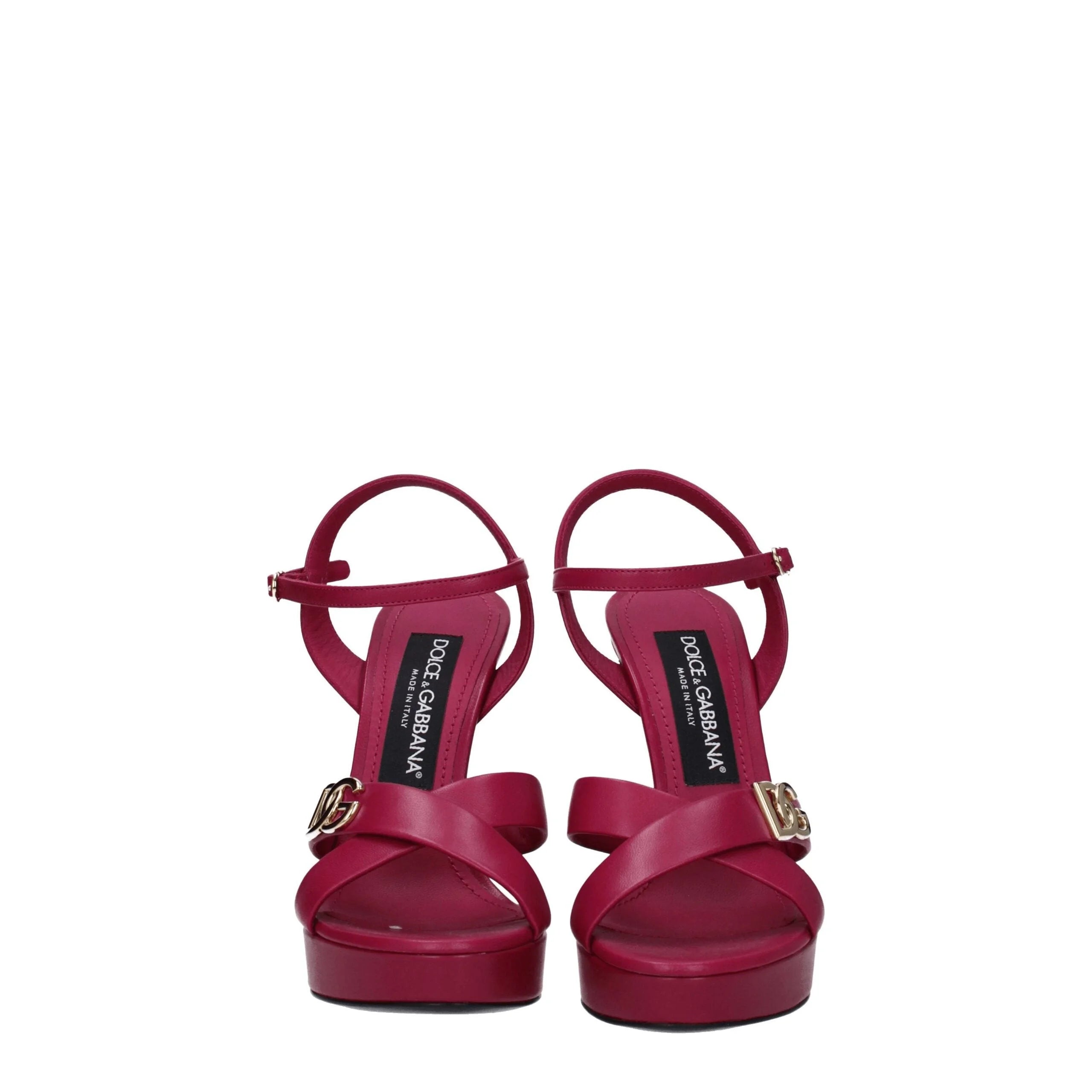 Dolce & Gabbana Pink Leather Platforms - Sandals