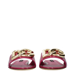 Dolce & Gabbana Pink Leather Slippers - EU36/US6