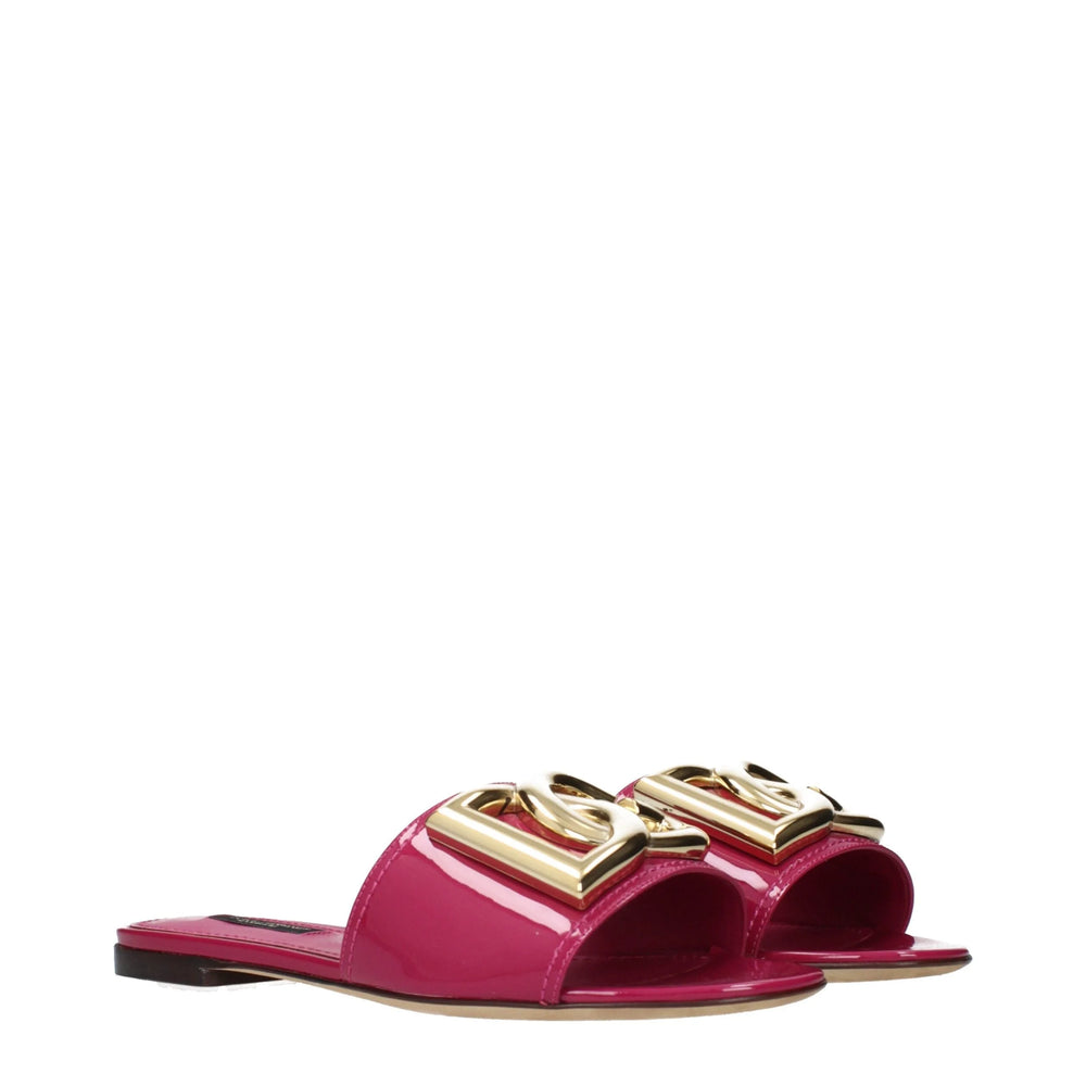 Dolce & Gabbana Pink Leather Slippers - EU36/US6