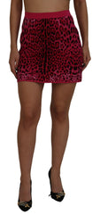 Dolce & Gabbana Pink Leopard High Waist A-line Mini Skirt - IT40|S - Skirts