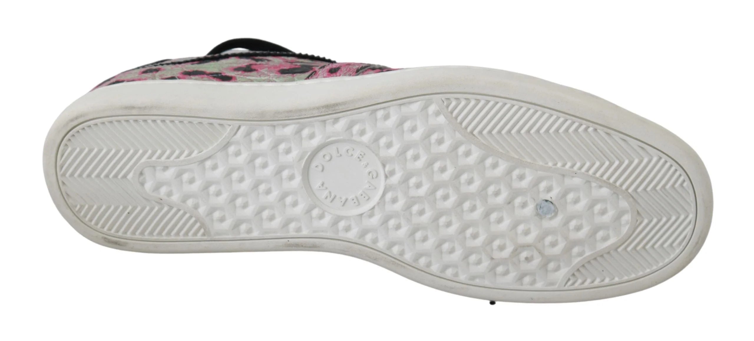 Dolce & Gabbana Pink Leopard Print Training Leather Flat Sneakers - EU42/US9