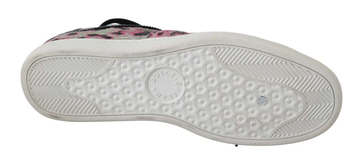 Dolce & Gabbana Pink Leopard Print Training Leather Flat Sneakers - EU42/US9