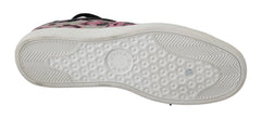 Dolce & Gabbana Pink Leopard Print Training Leather Flat Sneakers - EU42/US9