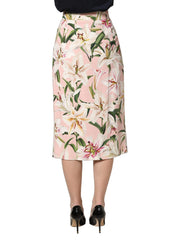 Dolce & Gabbana Pink Lilium Print High Waist Pencil Skirt - IT36|XXS