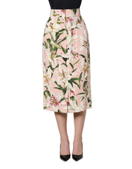 Dolce & Gabbana Pink Lilium Print High Waist Pencil Skirt - IT36|XXS