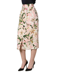 Dolce & Gabbana Pink Lilium Print High Waist Pencil Skirt - IT36|XXS