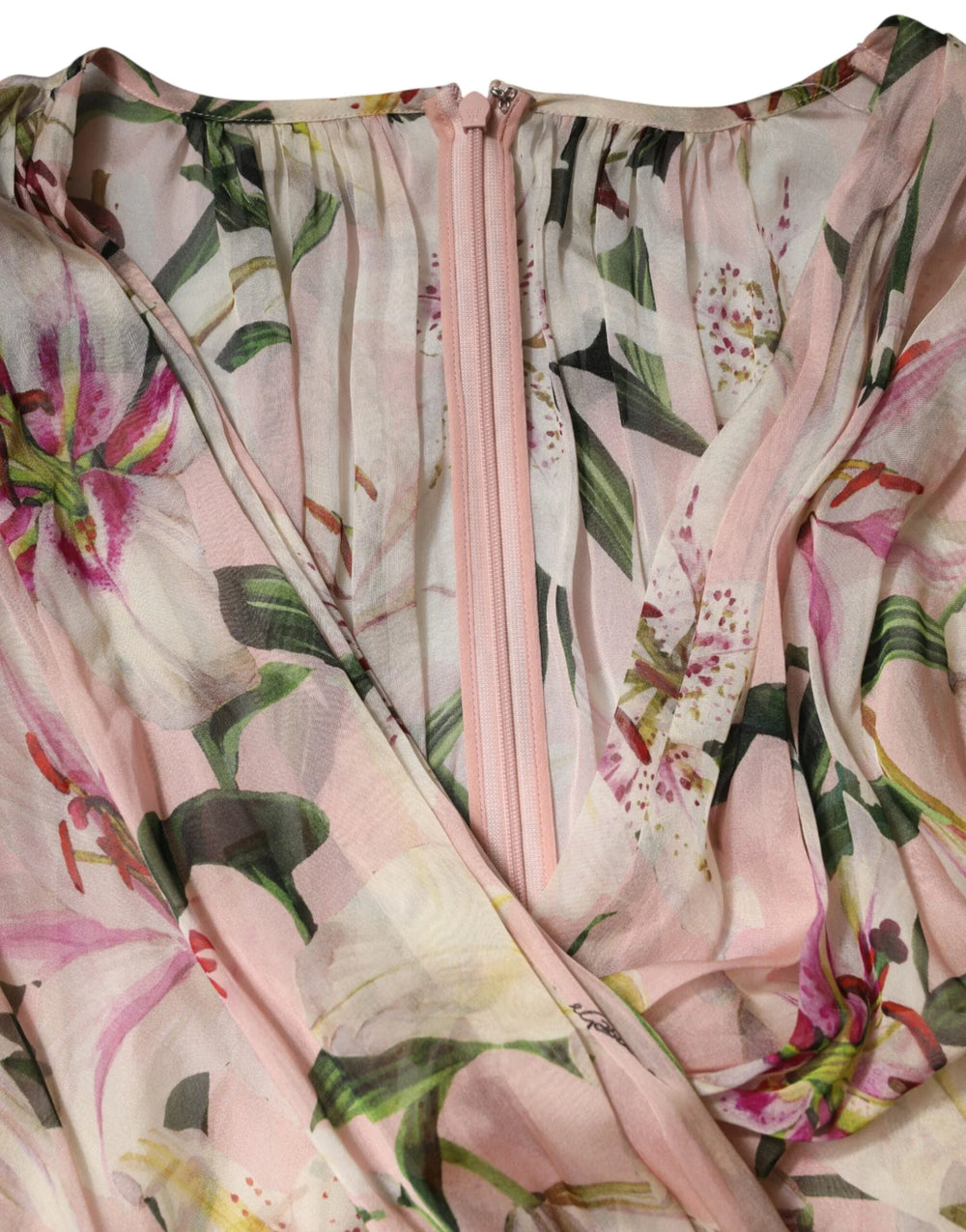 Dolce & Gabbana Pink Lily Print A-line Pleated Maxi Dress - IT38 | XS