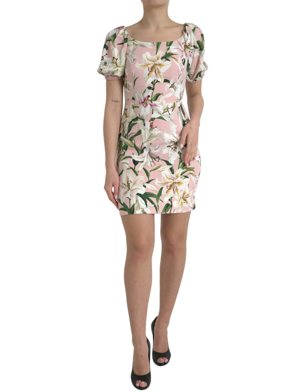Dolce & Gabbana Pink Lily Viscose Sheath Stretch Mini Dress - IT40|S - Dresses