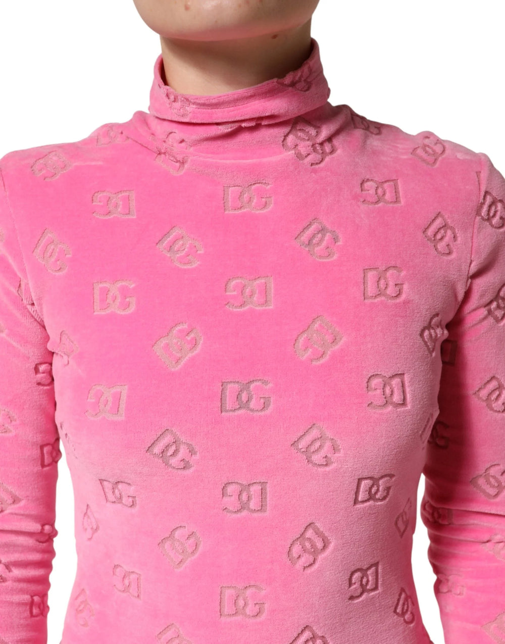 Dolce & Gabbana Pink Logo Monogram Long Sleeve Jumpsuit Dress - IT40|S