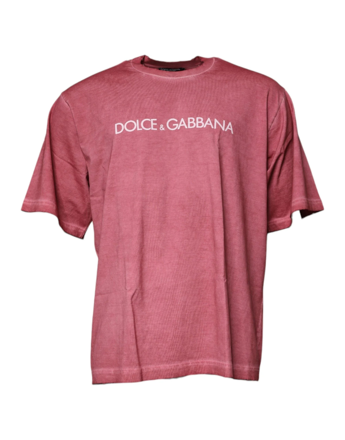 Dolce & Gabbana Pink Logo Print Cotton Crew Neck T-shirt - IT56 | XXL - T-Shirts