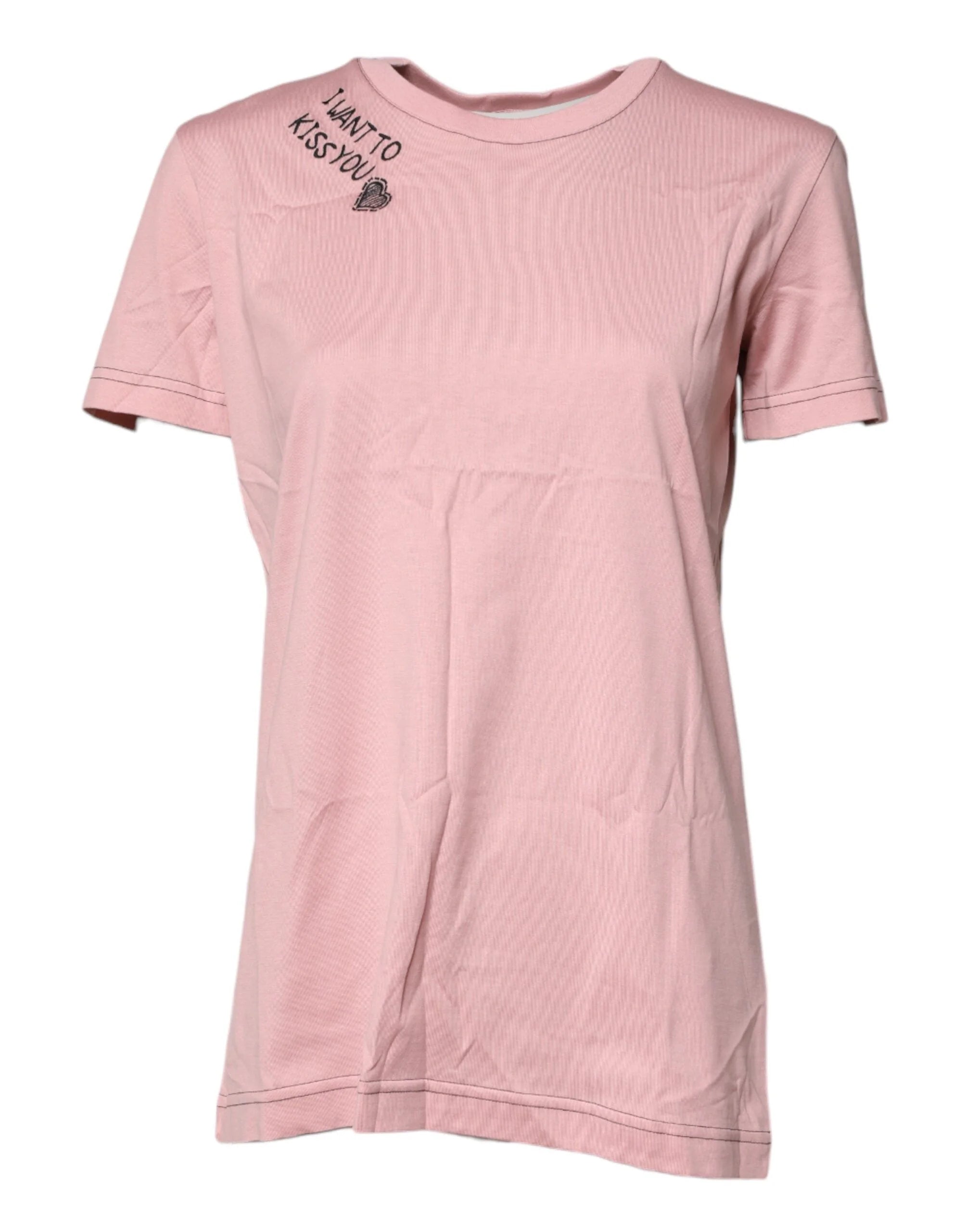 Dolce & Gabbana Pink Logo Print Cotton Crew Neck T-shirt - T-Shirts
