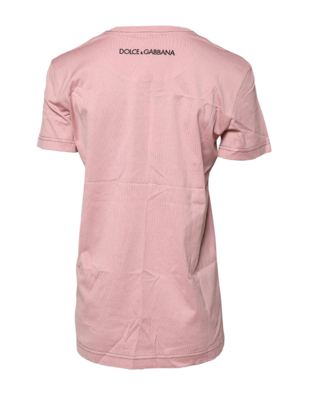 Dolce & Gabbana Pink Logo Print Cotton Crew Neck T-shirt - T-Shirts