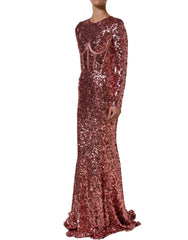 Dolce & Gabbana Pink Long Sequined Corset Detailing Gown Dress - IT40|S