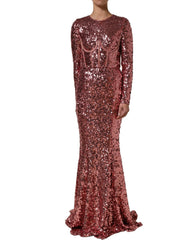Dolce & Gabbana Pink Long Sequined Corset Detailing Gown Dress - IT40|S