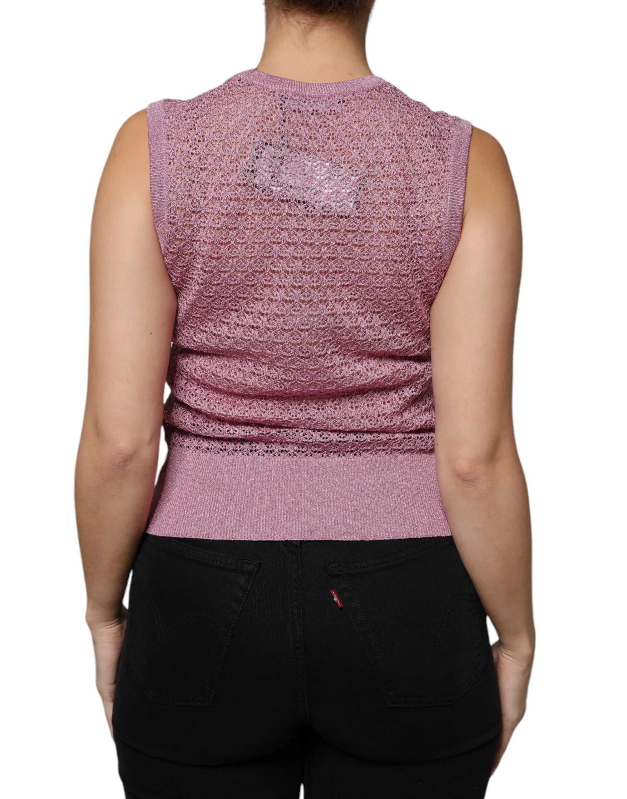Dolce & Gabbana Pink Mesh See Through Sleeveless Tank Top - IT44 | L - Tank Tops