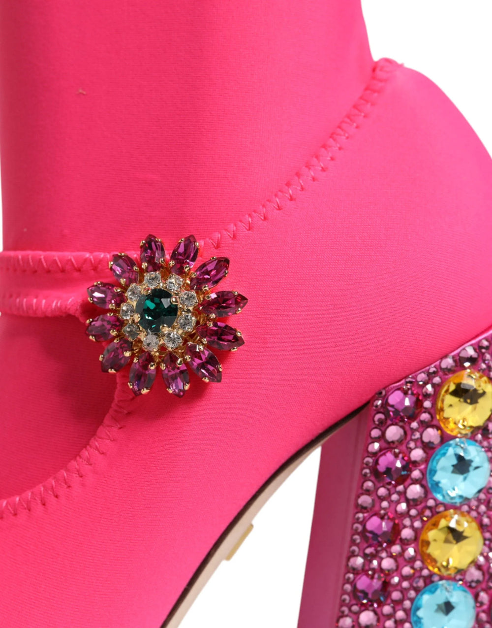 Dolce & Gabbana Pink Nylon Crystal Vally High Boots Shoes - EU35.5/US5