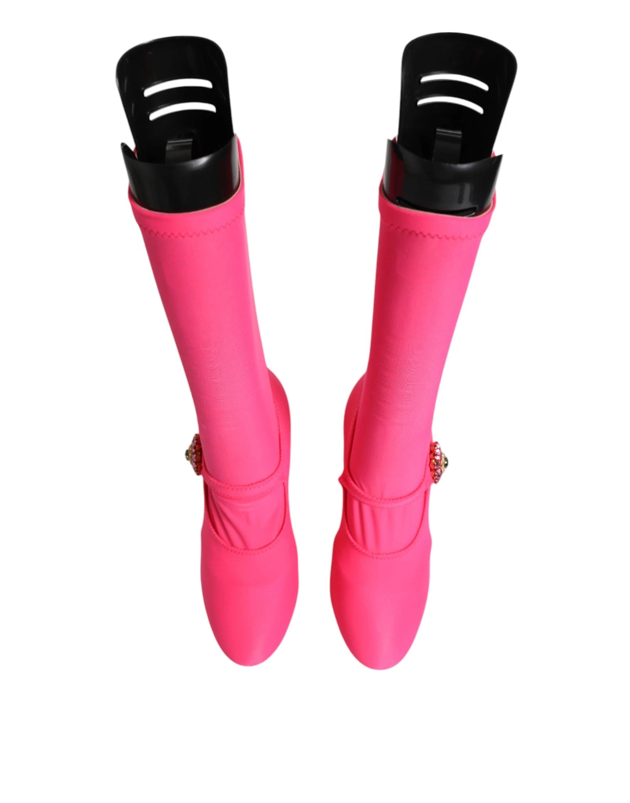 Dolce & Gabbana Pink Nylon Crystal Vally High Boots Shoes - EU35.5/US5